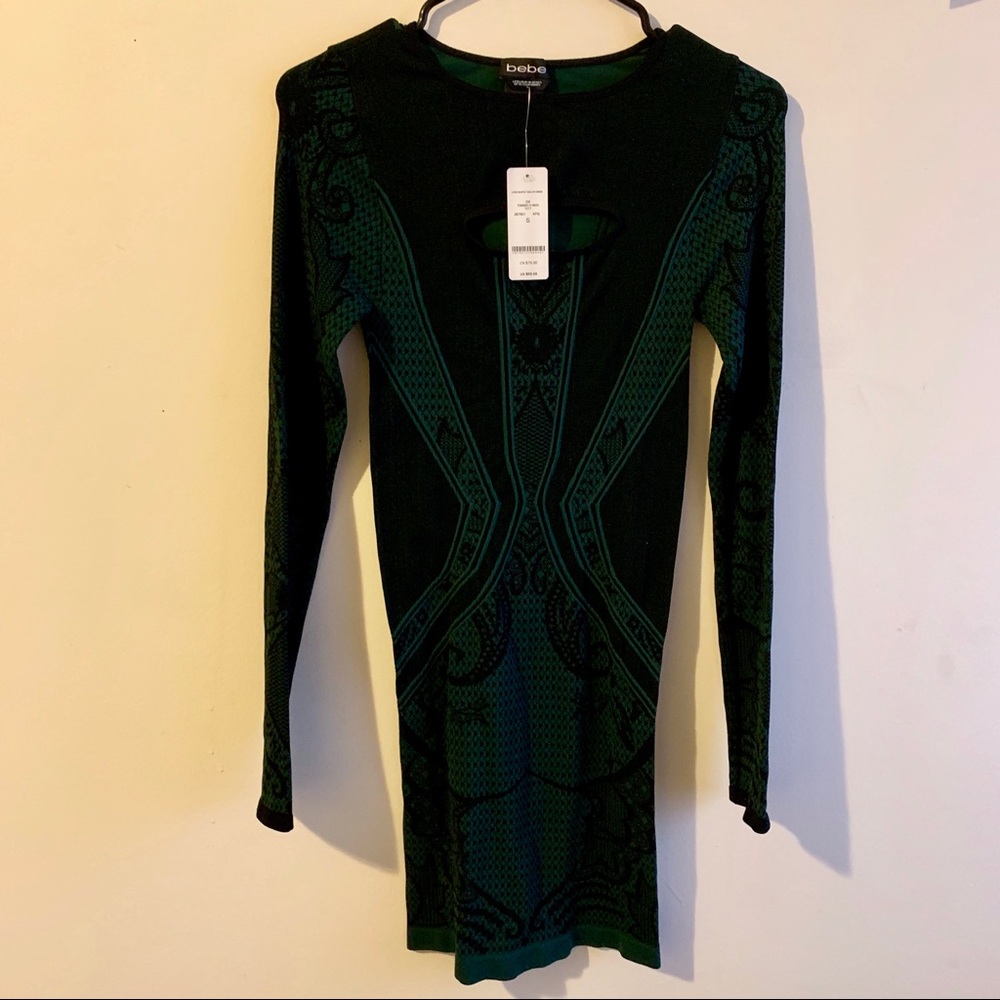 Bebe nylon, slimming, long sleeve dress!
